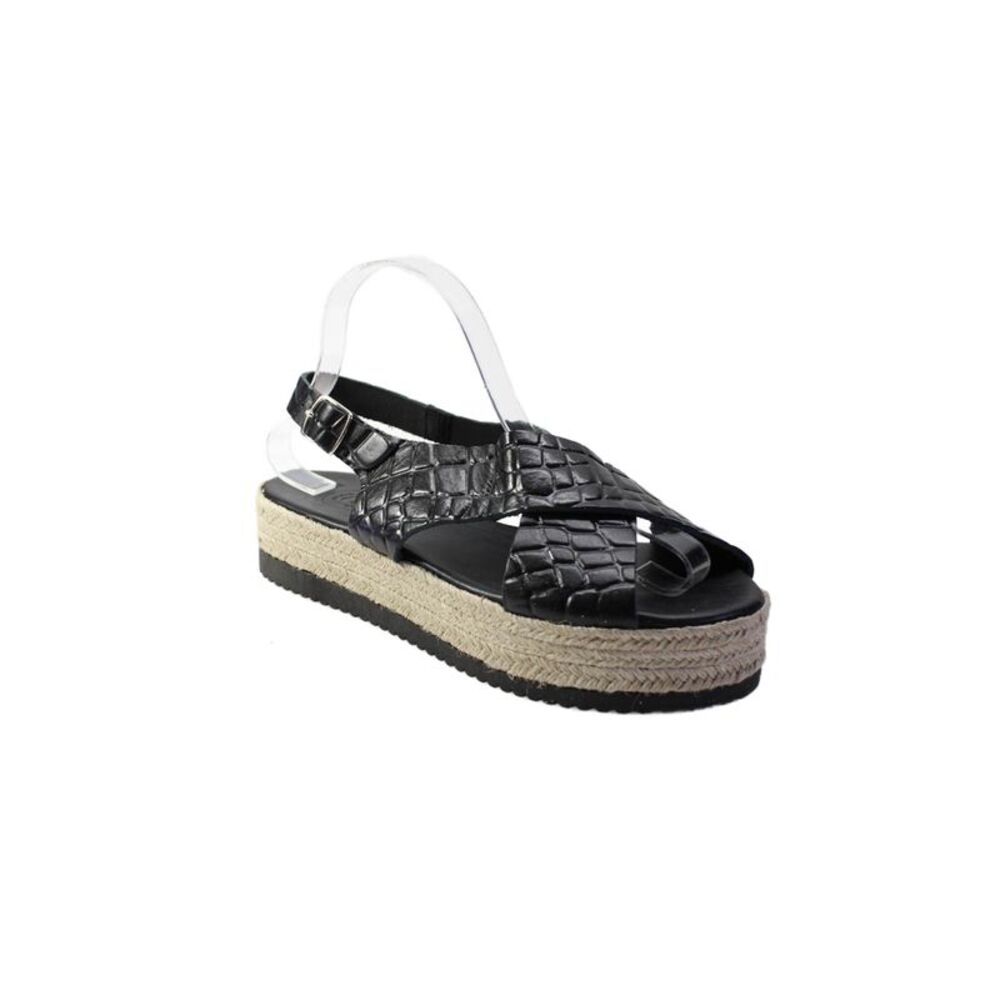 Christina Christi Womens Leather Slingback Espadrille Sandals Black Size 41 11